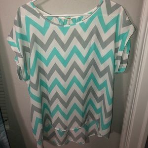 Teal chevron blouse